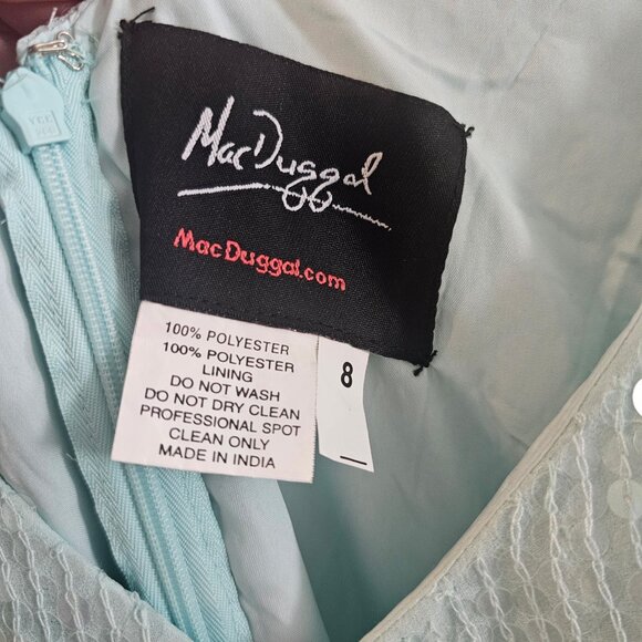 NEW | Mac Duggal 10569 Spaghetti Strap Ruffle Tiered Mint Green Mini Size 8 - Picture 6 of 10